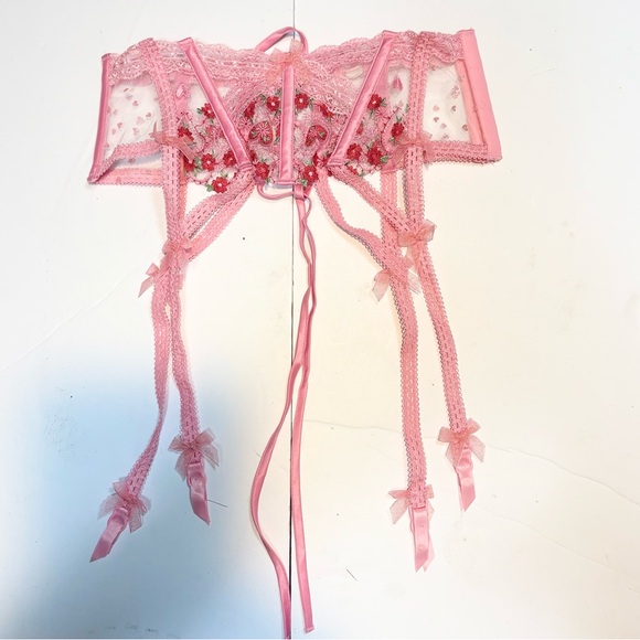 For Love And Lemons Other - For Love and Lemons Pink Red Hearts Flower lace garter belt